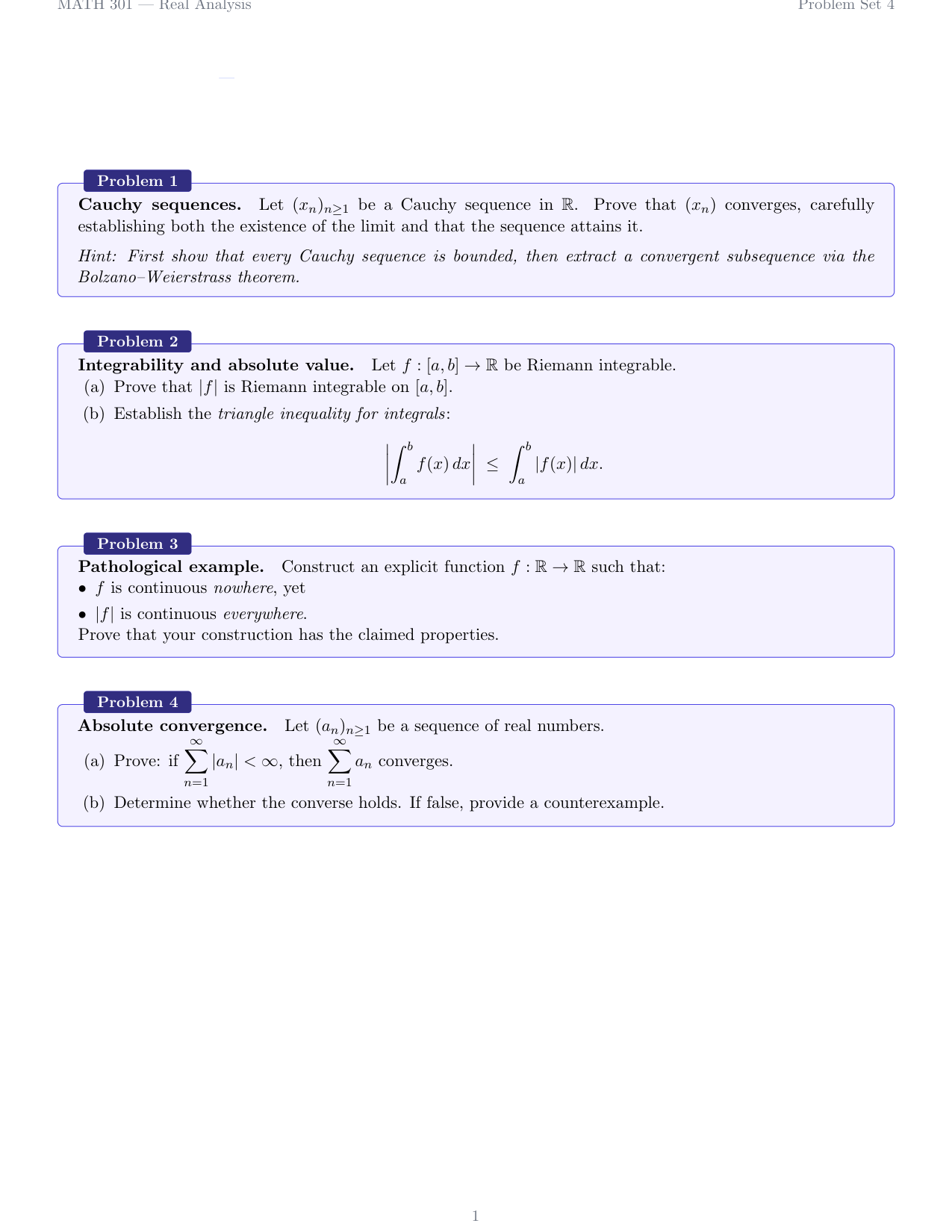 Mathematics Problem Set
