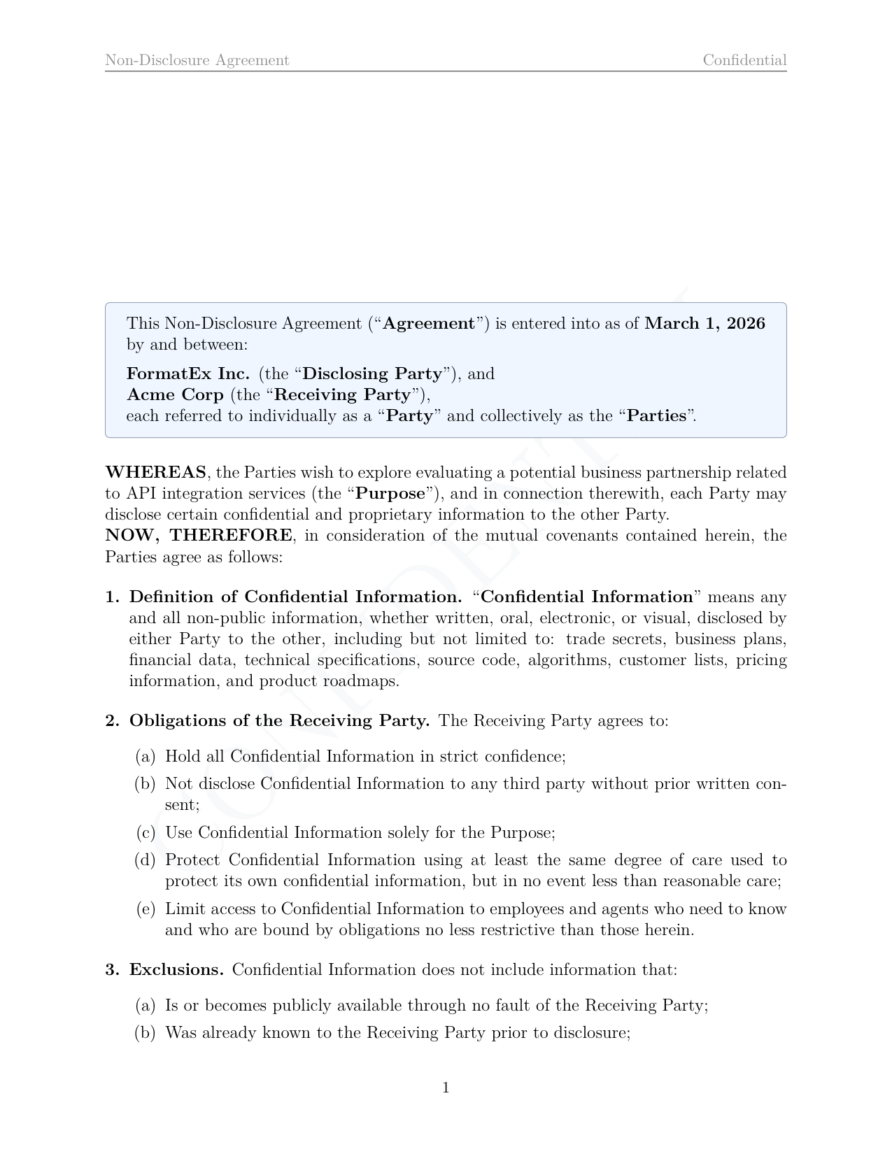 Non-Disclosure Agreement