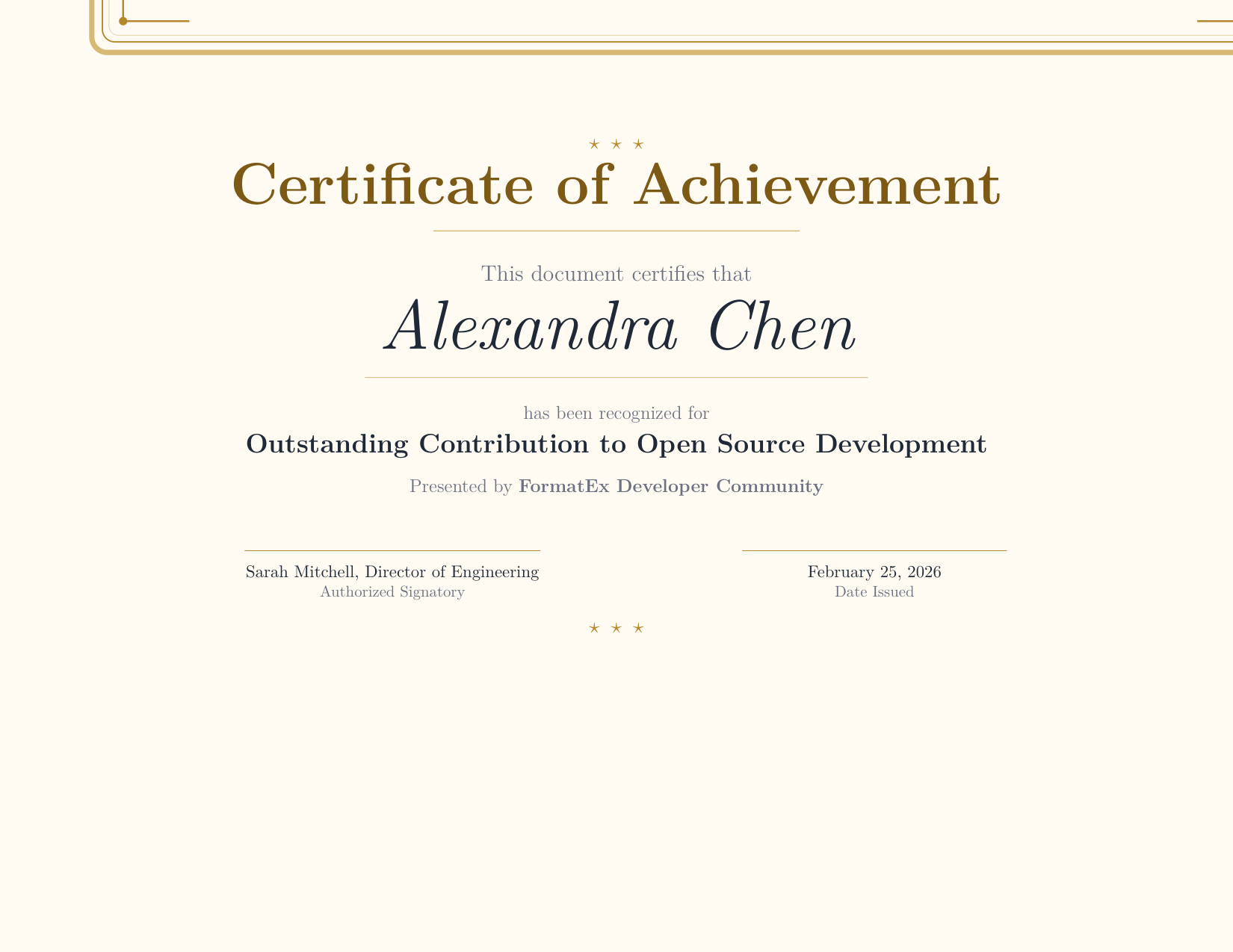 Regal Achievement Certificate
